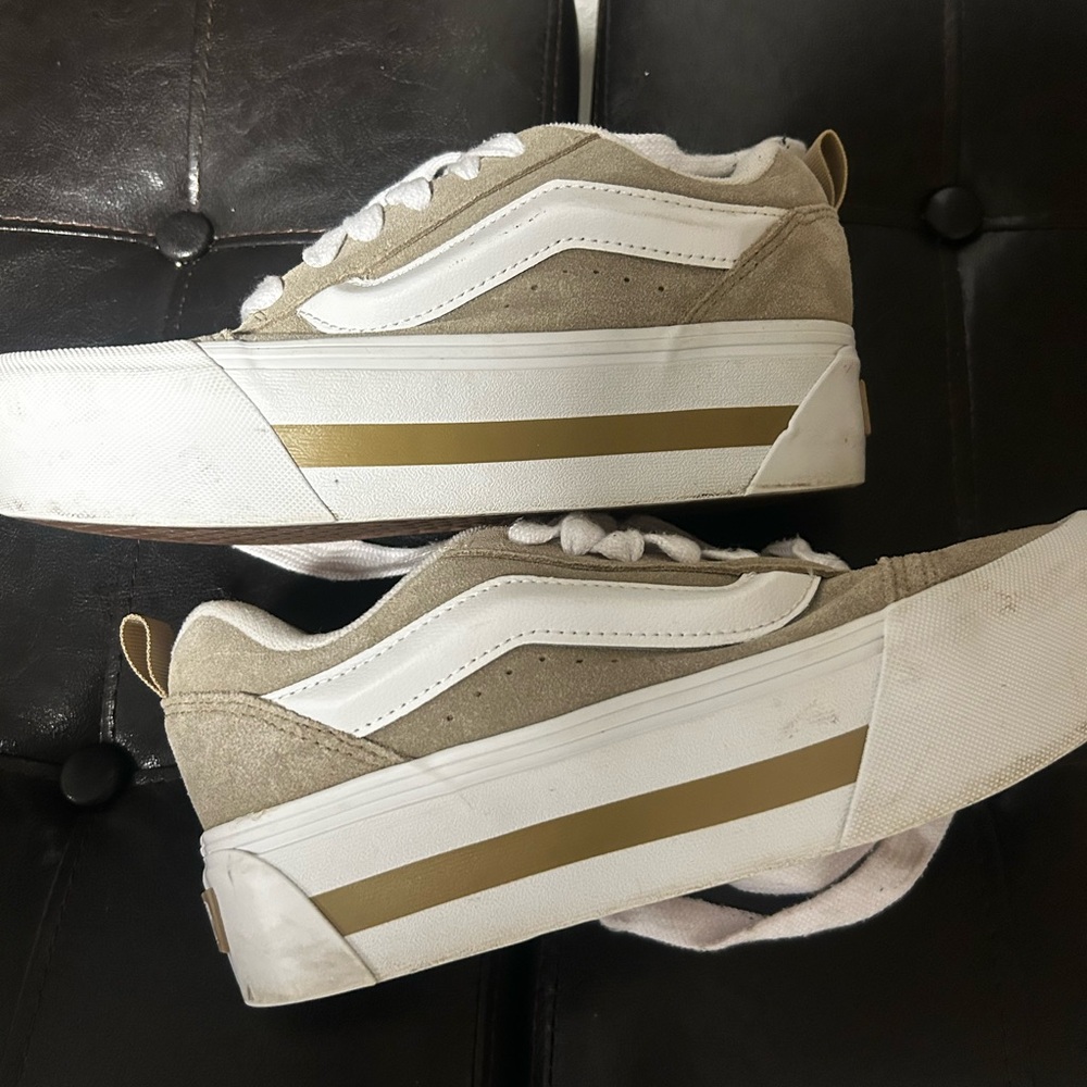 Vans Beige and White Platform Shoes